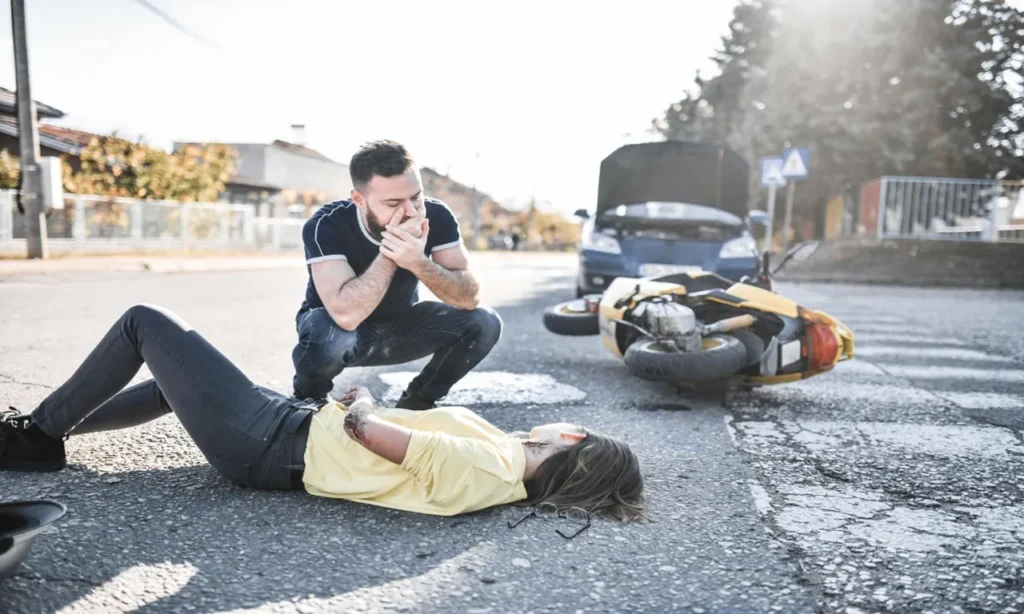 Motorcycle accident lawyer helping injured rider after serious road crash